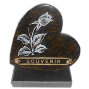 Plaque funéraire cœur sur socle - Marron