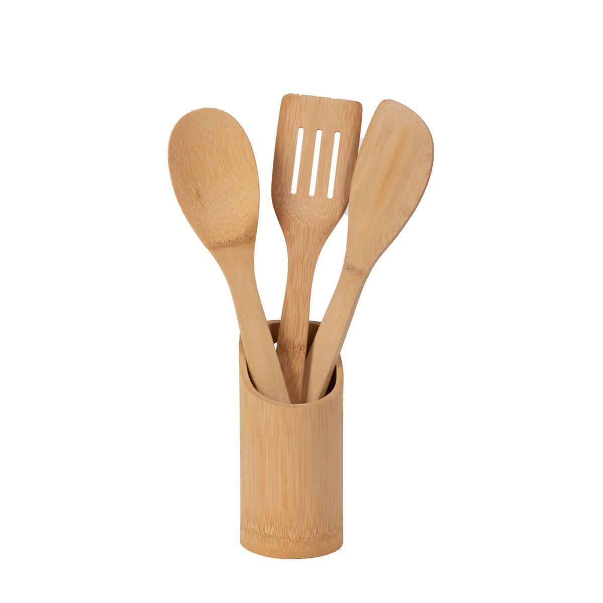 4 ustensiles de cuisine avec pot bambou materiel de cuisine la foir fouille