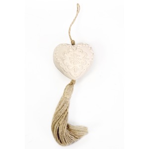 Objet décoratif en argile en forme de cœur - Parfum fleur de coton