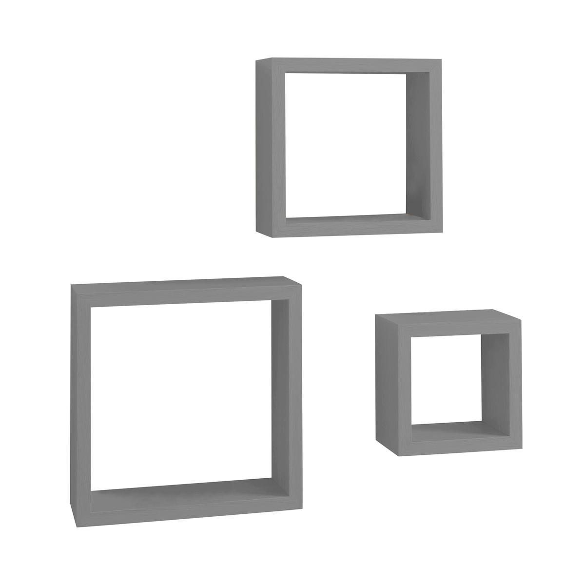 Lot de 3 étagères murales cubes - Argent Lot de 3 étagères murales cubes - Argent