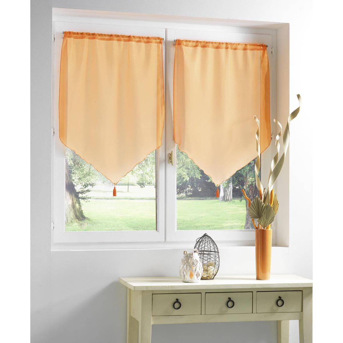 Paire de vitrages Candy en polyester - 70 x 90 cm - Orange mangue Paire de vitrages Candy en polyester - 70 x 90 cm - Orange mangue