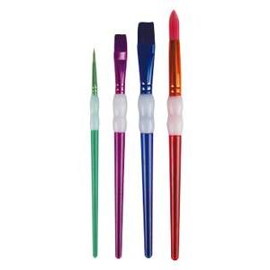 4 pinceaux de loisirs créatifs - Acrylique et synthétique - L 10 à 14 cm - Multicolore