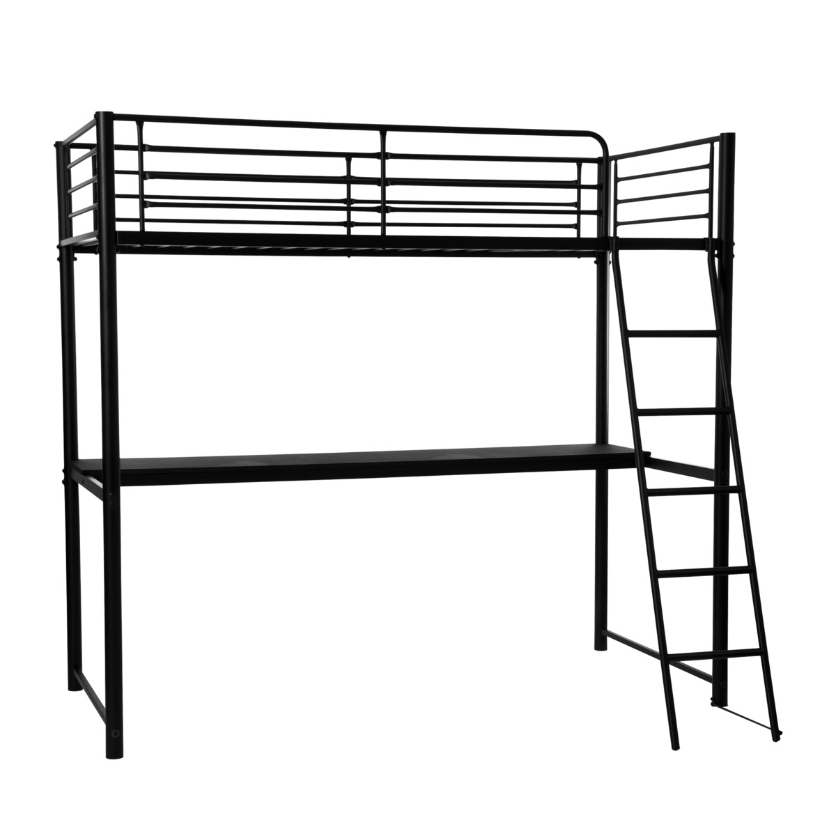 Lit mezzanine bureau 1 personne - 200,5 x 99 x H 184 cm - Noir Lit mezzanine bureau 1 personne - 200,5 x 99 x H 184 cm - Noir