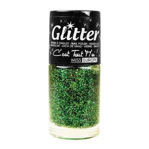 Vernis à ongles collection paillettes n°41 - ø 2.8 x H 6.75 cm - Vert Lumière - MISS EUROPE