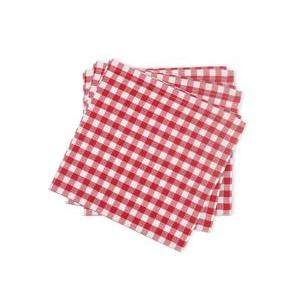 Lot de 3 serviettes en coton vichy rouge