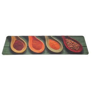 Tapis de cuisine rétro motif épices - 40 x 120 cm - Vert, marron