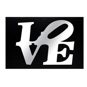 Sticker miroir forme love petit modèle - 40 x 60 cm - Noir, transparent