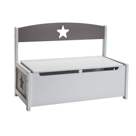 Banc Coffre A Jouets Modele Etoile 74 X 36 X H 54 Cm Marron