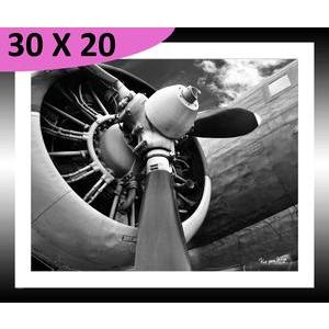 Tableau Aviation - L 20 x P 1.5 x l 30 cm - Noir, blanc - VUE SUR IMAGE