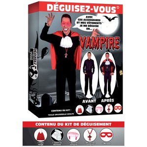 Kit de déguisement vampire 5 pièces - Taille unique - Rouge, blanc