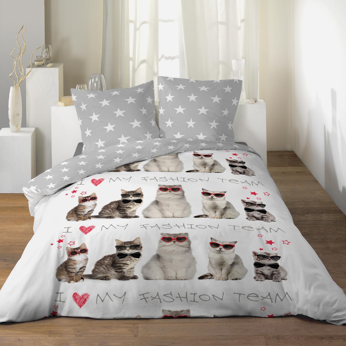 Parure De Lit 2 Personne Chats 220 X 240 Cm Parure De Lit Et Housse De Couette La Foir Fouille