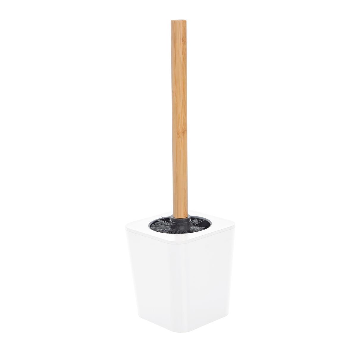 Brosse WC/WC - 2x pièces - bois de bambou - marron clair - 37x10