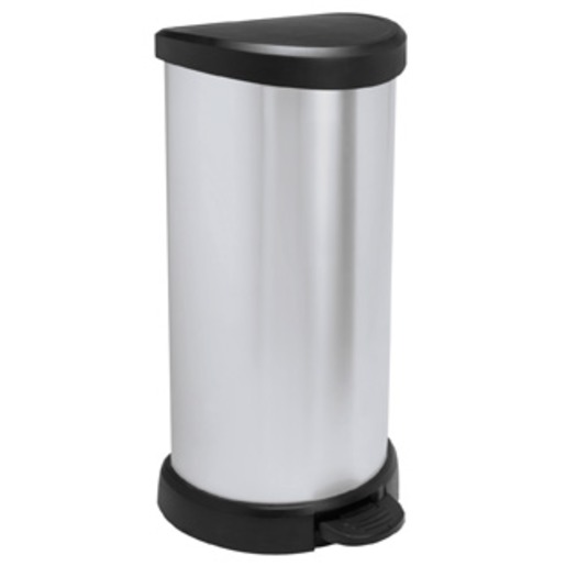 Poubelle En Plastique 40 Litres Noir Et Argent Allibert