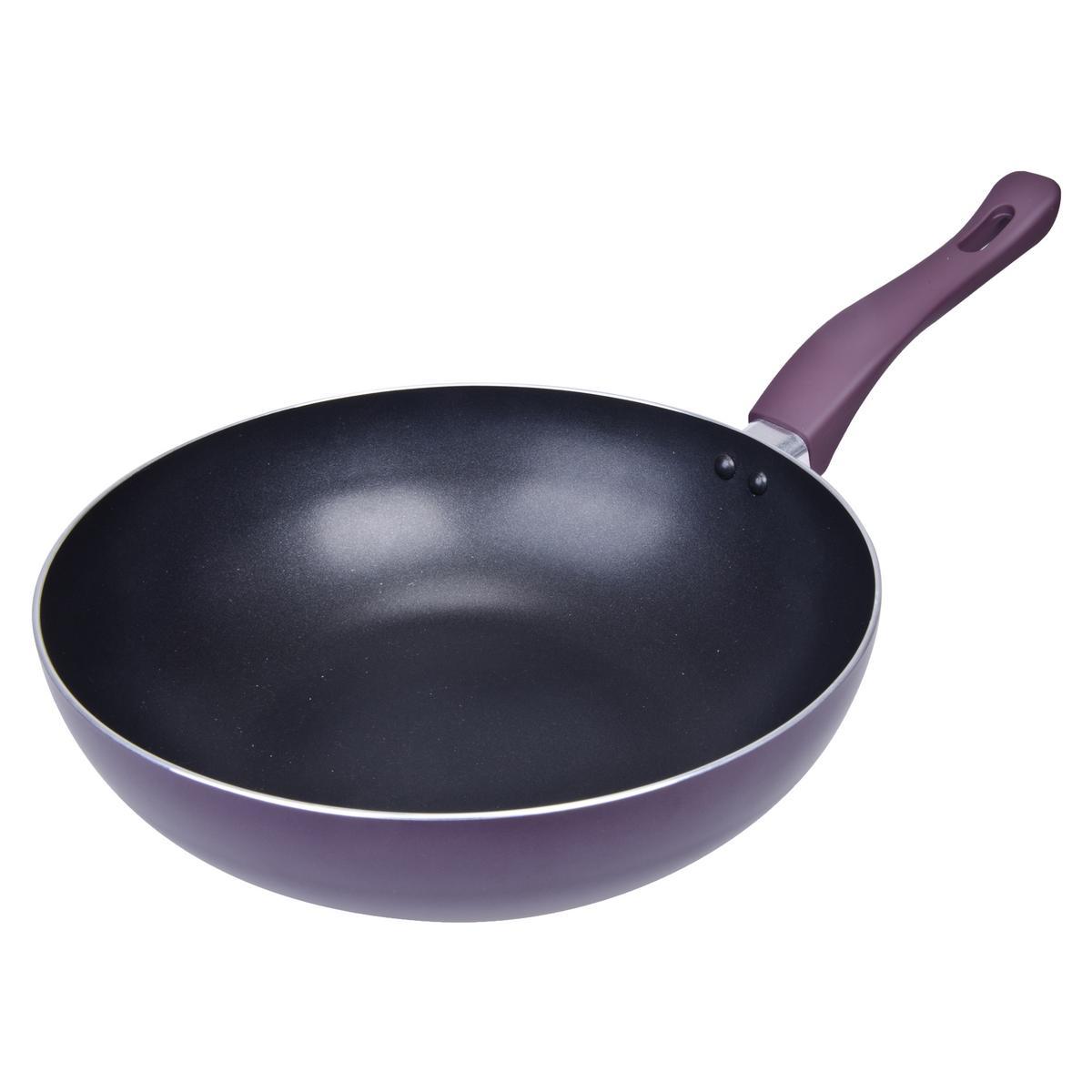 Wok - Aluminium - 28 x 8,8 cm - Noir et gris Wok - Aluminium - 28 x 8,8 cm - Noir et gris