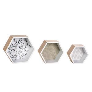 3 étagères hexagonales florales