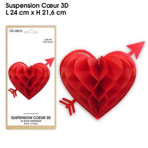 Suspension coeur 3D rouge