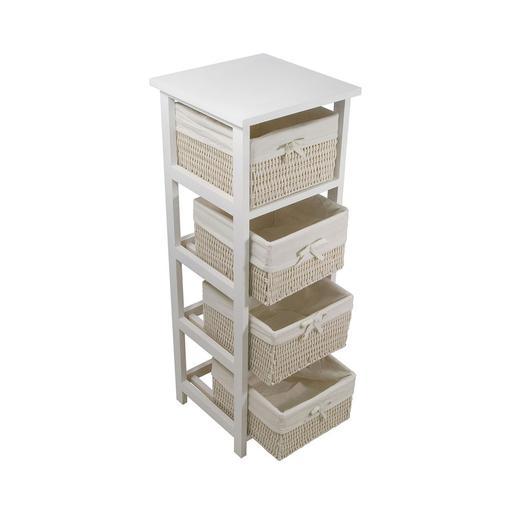 Meuble Palma 4 Tiroirs Bois Laque Blanc Accessoires Salle De