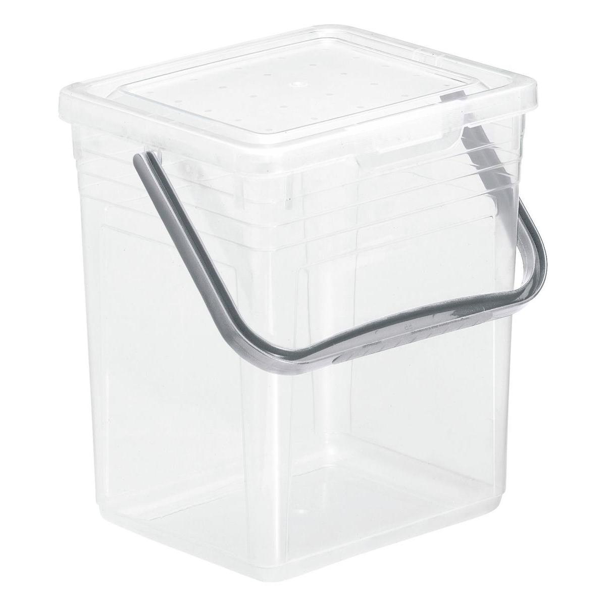 Boîte avec anse - Plastique - 21 x 19 x H 25,5 cm - Transparent