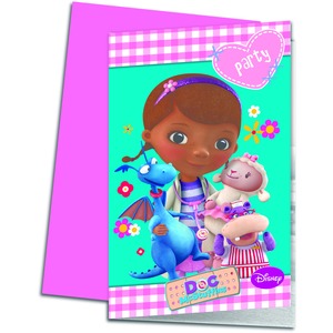 Lot de 6 cartes d'invitation Mc Stuffins en carton - 13 x 17 cm - Multicolore
