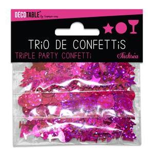 Trio de confettis fuchsia