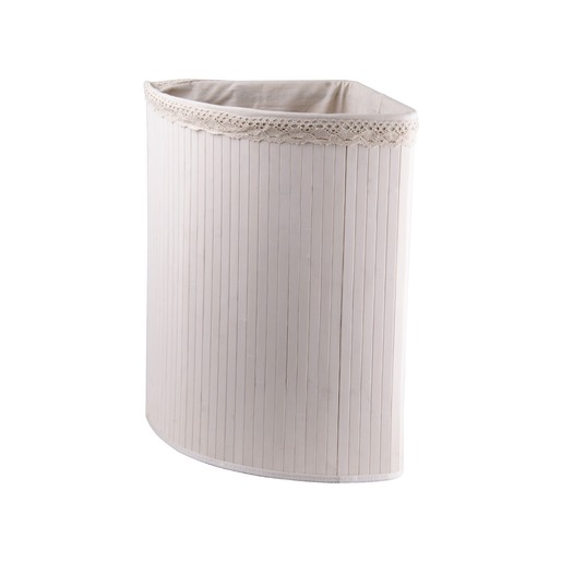 Panier A Linge D Angle En Bambou 36 X 36 X H 57 Cm Blanc Accessoires Salle De Bain La Foir Fouille