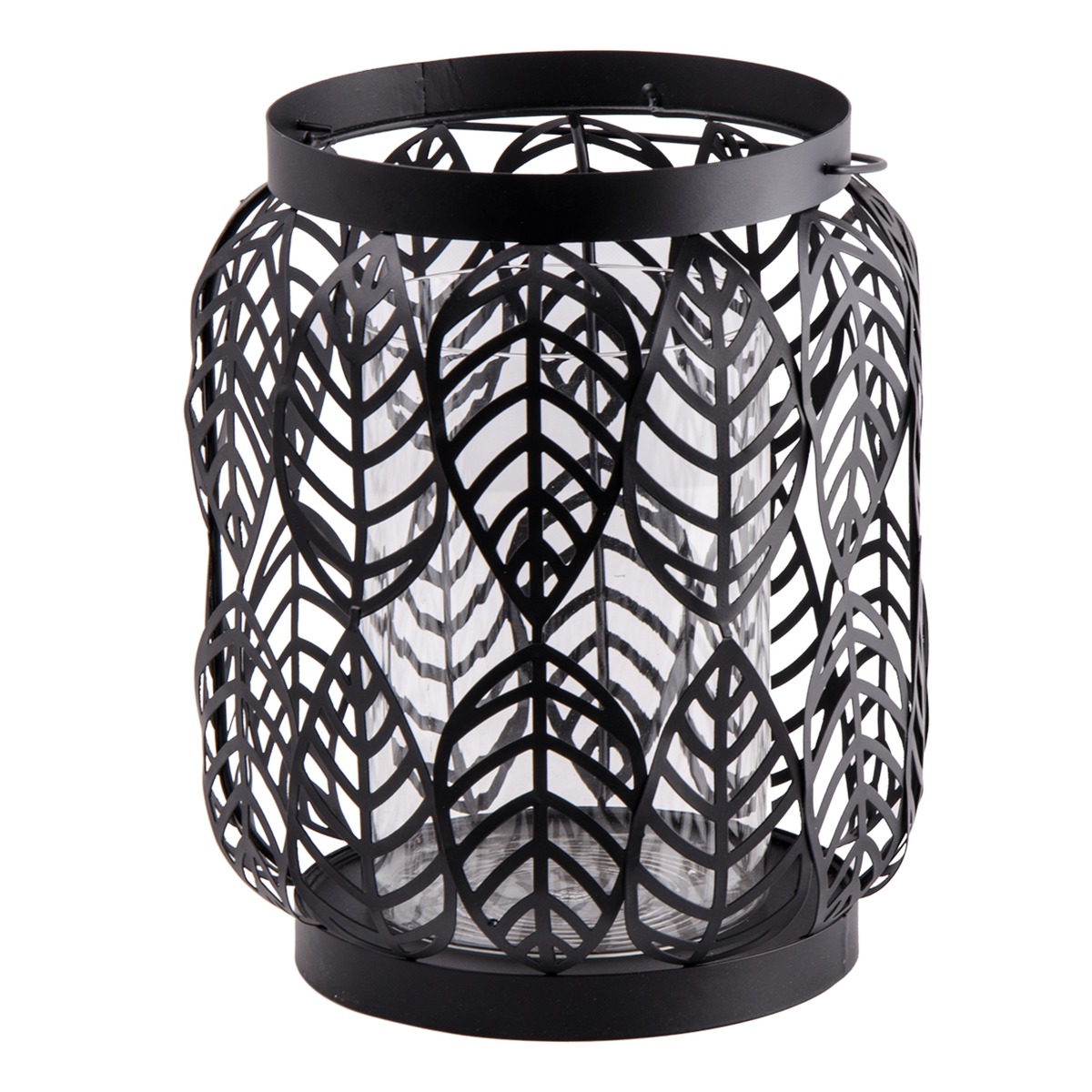 Lanterne photophore en verre et acier - 22,5 x 23 x H 35,5 cm - noir Lanterne photophore en verre et acier - 22,5 x 23 x H 35,5 cm - noir