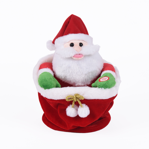 Automate Pere Noel Cache Dans Sa Hotte 22 X 16 X H 25 Cm Peluche De Noel Et Automate La Foir Fouille
