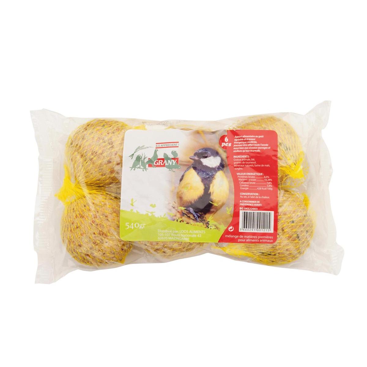 6 boules de graisse nourriture à oiseaux - 90 g (la boule)