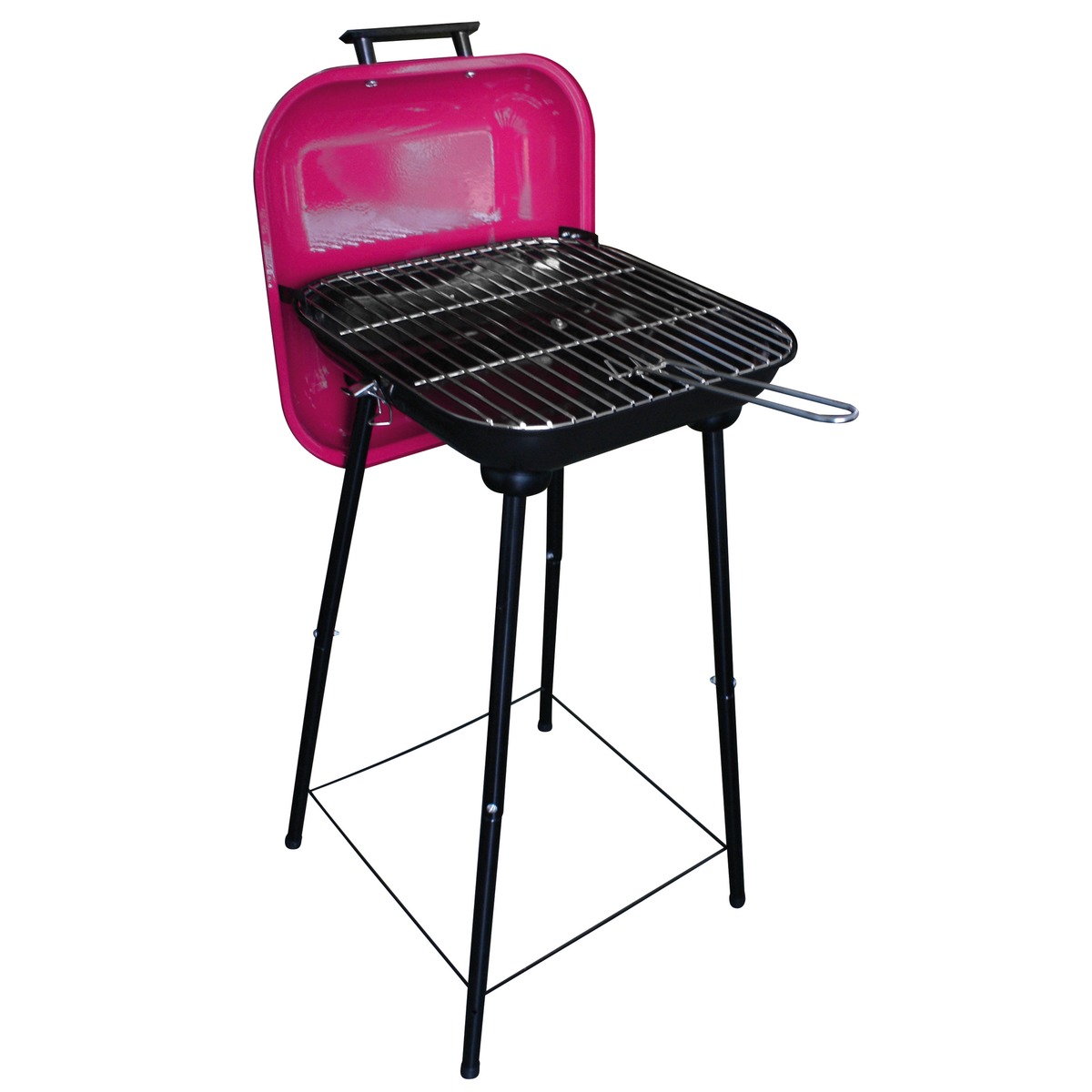 Barbecue à charbon de bois transportable - 36 x 36 x H 74 cm - Rose