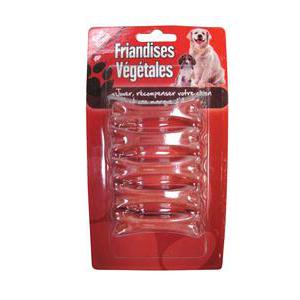 Lot de 5 os végétaux saveur bœuf - Composé alimentaire - 7 cm - Rouge