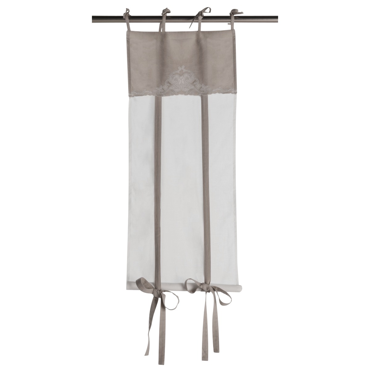 Store charme à nouettes - 43 x 160 cm - Blanc, gris