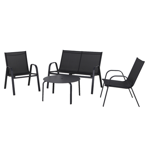 Salon De Jardin 4 Pieces Noir Mobilier De Jardin La Foir Fouille
