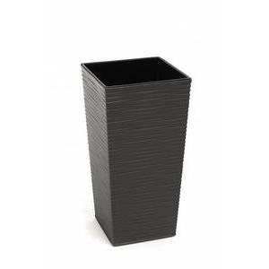 Pot haut effet bois - 35 x 35 x H 68 cm - Gris