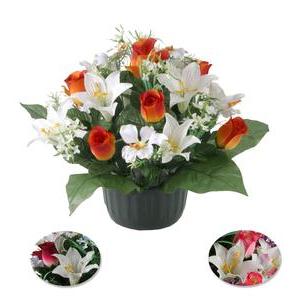 Composition de boutons de roses, Lys et Orchidées