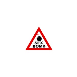 Plaque en métal Sex bomb - 15 cm - Blanc, rouge