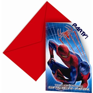 Lot de 6 cartes d'invitation Spider-man 4 en carton - 11 x 21 cm - Multicolore