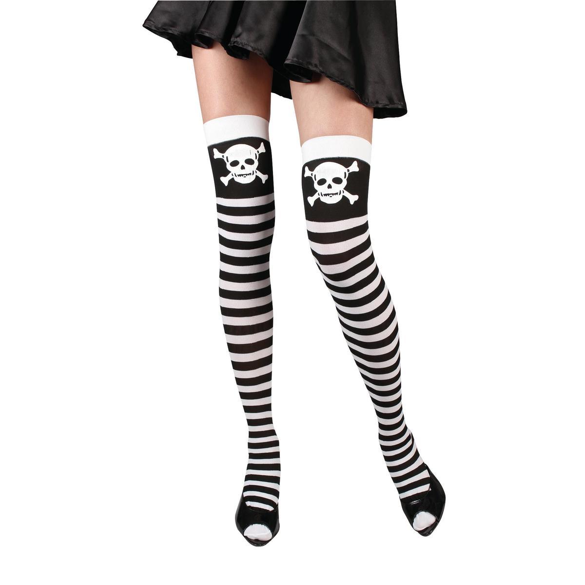 Chaussettes hautes - 100 % Nylon - Taille unique - Noir et blanc Chaussettes hautes - 100 % Nylon - Taille unique - Noir et blanc