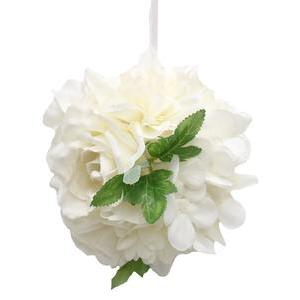 Boule à suspendre Rose, Dahlia et Hortensia - H 18 cm - Blanc