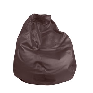 Pouf Chocolat en forme de poire imitation cuir - 60 x 60 x 75 cm - Marron