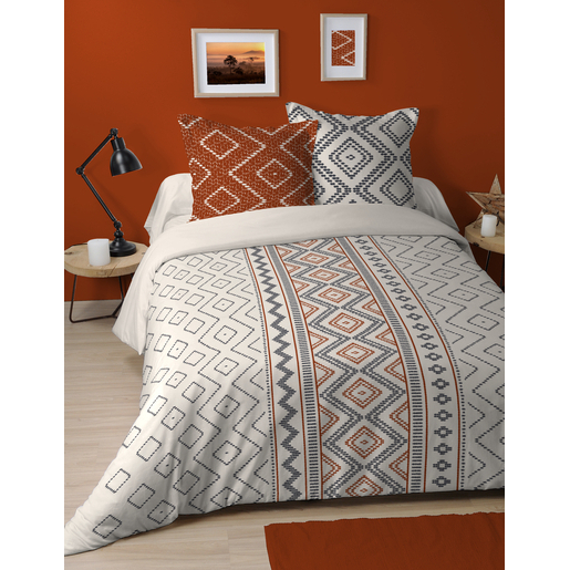 Housse De Couette Burundi 2 Personnes L 240 X L 220 Cm Beige