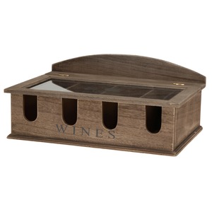 Boîte à vin en bois pour 4 bouteilles - 37 x 25 x 15,5 cm