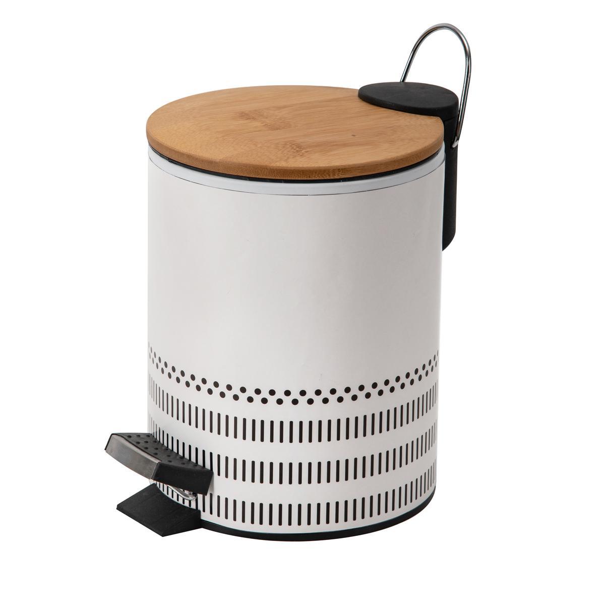 Poubelle Amazonia - ø 17 x H 23 cm - Noir, blanc Poubelle Amazonia - ø 17 x H 23 cm - Noir, blanc