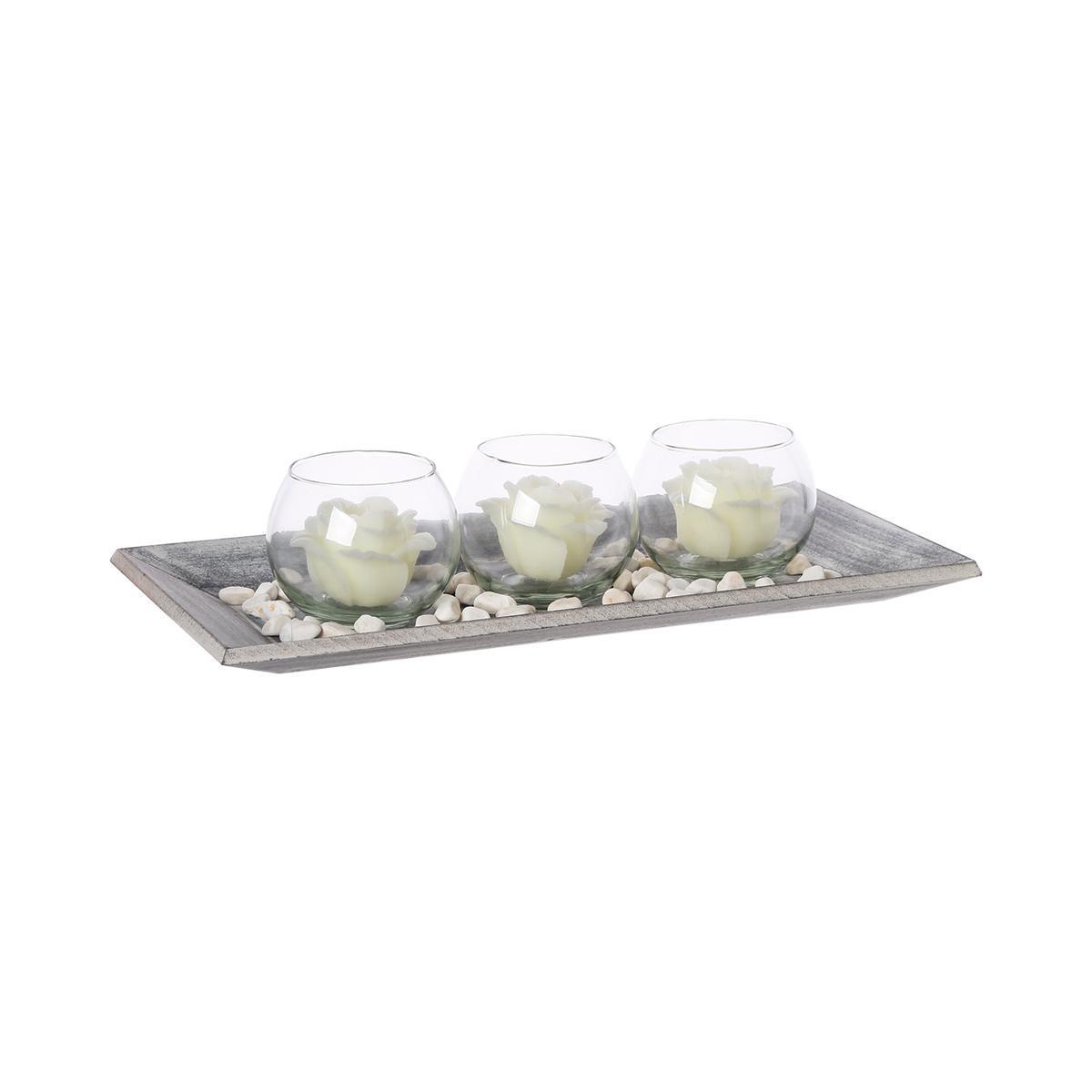 3 photophores boule avec bougie