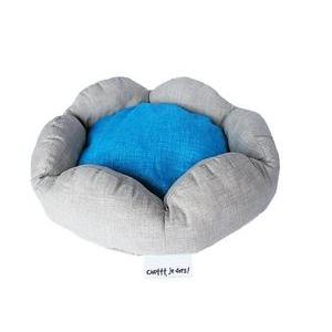 Corbeille pour chien - Polyester et coton Ø65 x H 20 cm- Bleu et beige