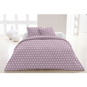 Parure housse de couette 2 personnes à pois - 220 x 240 cm - Rose