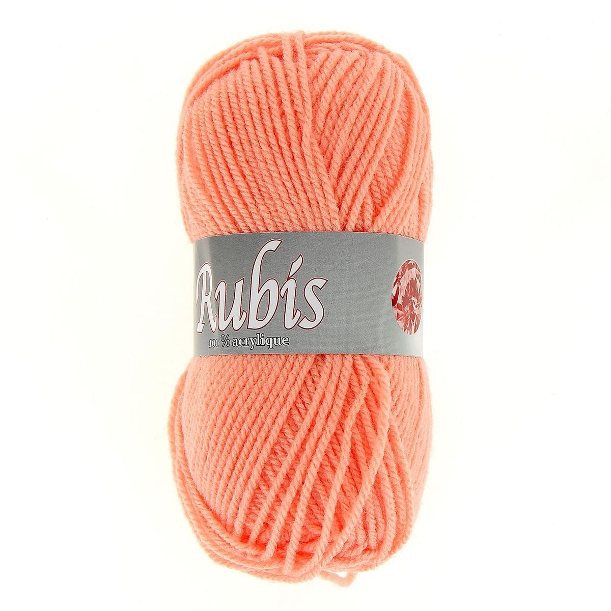 Paquet de 10 pelotes de 50 gr / 140 m fil à tricoter Rubis - 100 % acrylique - Saumon - Orange