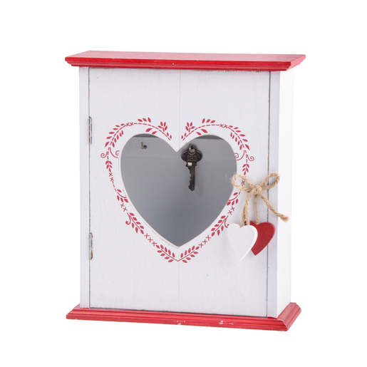 Boite A Cles 22 X H 25 Cm Blanc Rouge Decoration Murale