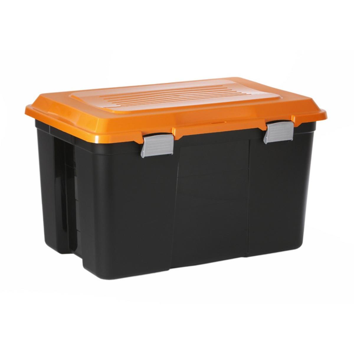 Malle de rangement - Plastique -59 x 38 x H 36 cm - Orange et noir Malle de rangement - Plastique -59 x 38 x H 36 cm - Orange et noir