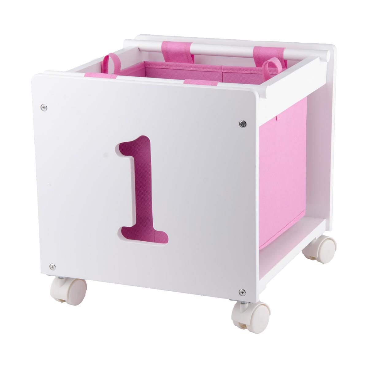 Caisse de rangement double avec paniers - MDF et Intisse - 58.7 x 34 x H 36 cm - Rose et vert Caisse de rangement double avec paniers - MDF et Intisse - 58.7 x 34 x H 36 cm - Rose et vert