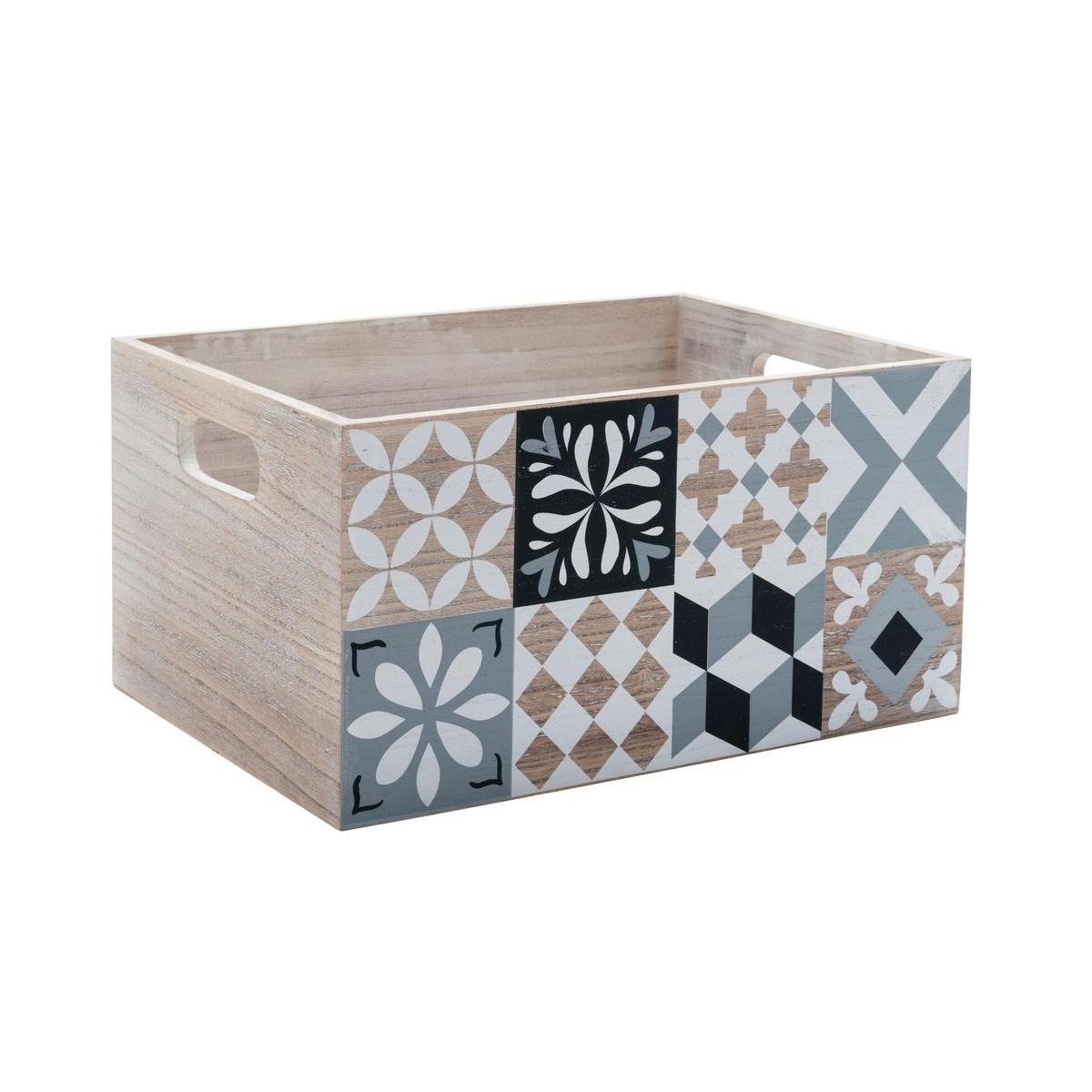 Caisse en bois avec carreaux ciment S Caisse en bois avec carreaux ciment S